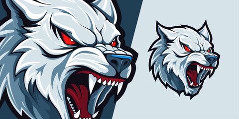 Dynamic White Werewolf Logo: Inspiring Mascot for Sport and E-Sport Teams - Illustration Vector Art © Giu Studios