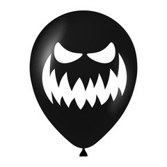 Halloween black balloon illustration with scary and funny face