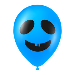 Halloween blue balloon illustration with scary and funny face