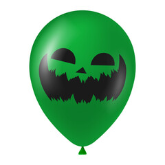 Halloween green balloon illustration with scary and funny face