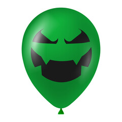 Halloween green balloon illustration with scary and funny face