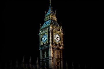 Obraz premium Big ben tower in london at night, created using generative ai technology