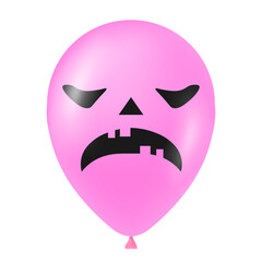 Halloween pink balloon illustration with scary and funny face