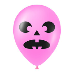 Halloween pink balloon illustration with scary and funny face