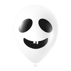 Halloween white balloon illustration with scary and funny face