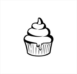 Simple cake ouline icon vector illustration design