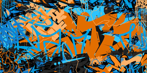 Colorful Abstract Urban Style Hiphop Graffiti Street Art Vector Illustration Background Template - obrazy, fototapety, plakaty