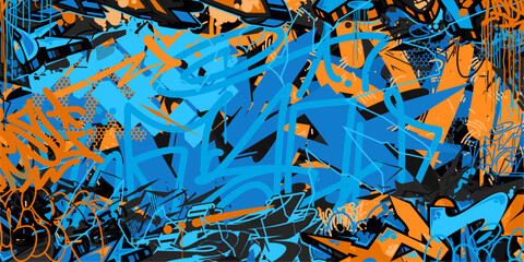 Abstract Urban Style Hiphop Graffiti Street Art Vector Illustration Background Template - obrazy, fototapety, plakaty