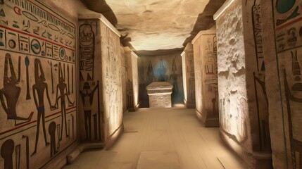 Inside Egyptian pyramids, Sarcophagus standing in the interior forbidden rooms