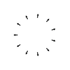 Arrow radial spread vector. Circle dilation sign