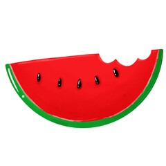slice of watermelon is eaten