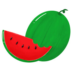 slice of watermelon and whole watermelon 