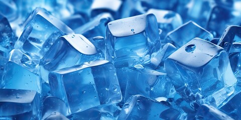 Fototapeta premium AI Generated. AI Generative. Ice cube cold water solid pattern decoration background. Graphic Art