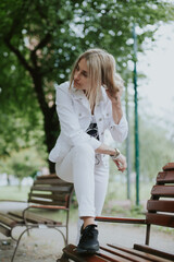 person sitting on a bench