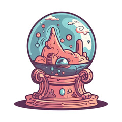 Magic crystal ball with a landscape