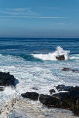 waves crashing on the rocks