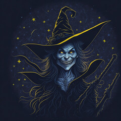 halloween background with witch