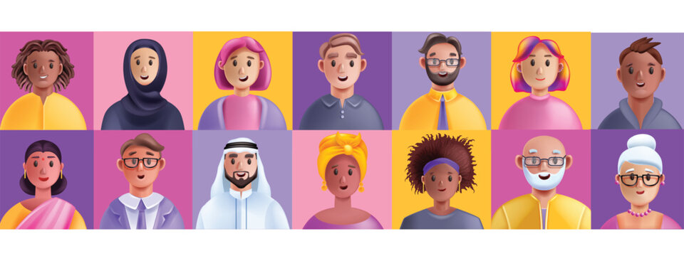 3D people diverse avatar, multicultural inclusion vector group, cartoon happy equal community. Man woman character, representation business team, professional teamwork communication. People avatar