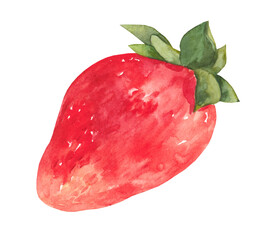 Ripe red strawberries. Watercolor illustration isolated on white background