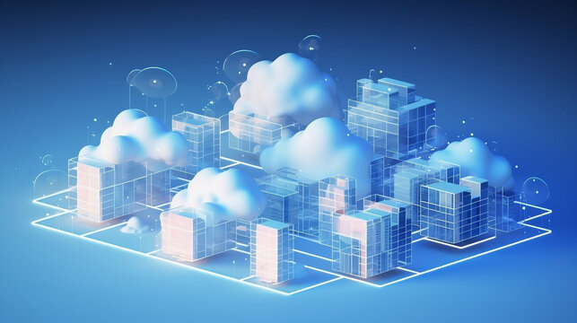 Cloud Computing Services. IaaS, Website Blogs, Articles, Banner, Creative Illustration, 4K, High-Quality.	