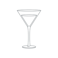 Glassware line icon. Illustration of outlined wineglass silhouette. Vector 10 EPS.