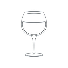 Glassware line icon. Illustration of outlined wineglass silhouette. Vector 10 EPS.