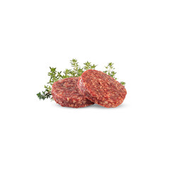 Fresh hamburger patties Cut out, isolated transparent background