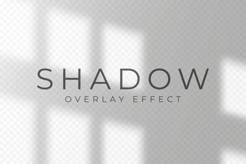 Shadow overlay effect. Transparent soft light and shadow from window frame, natural lighting scene. Mockup of abstract transparent shadow overlay effect and natural lightning. Vector