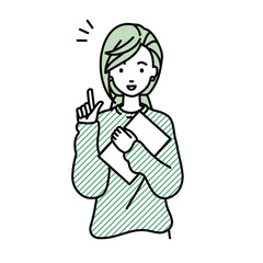 立って書類を手に持って何かひらめいたリモートワークの女性