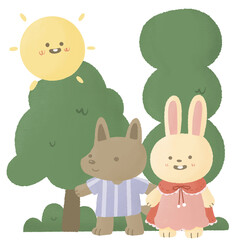 Little rabbit red riding hood and wolf