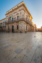 Fototapeta na wymiar View of Syracuse City Hall at Dawn, Sicily, Italy, Europe, World Heritage Site