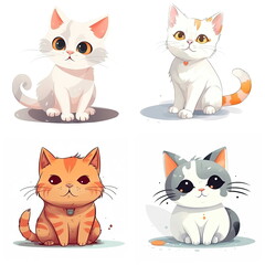 Obraz premium Cartoon character of cat on white background