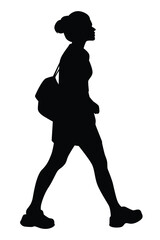 Woman silhouette vector on white background ,people in black and white, illustration for creative content.