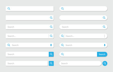 Search bar set. different blank empty template search bar icon for website and ui and browsers. Blue color