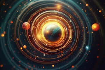 Celestial Dance: A breathtaking artistic rendition of the cosmos, where planets and celestial bodies gracefully twirl around a vibrant core.