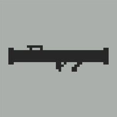 this is Gun icon in pixel art with black color with grey background this item good for presentations,stickers, icons, t shirt design,game asset,logo and your project.