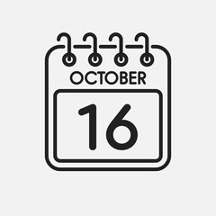 Icon page calendar day - 16 October