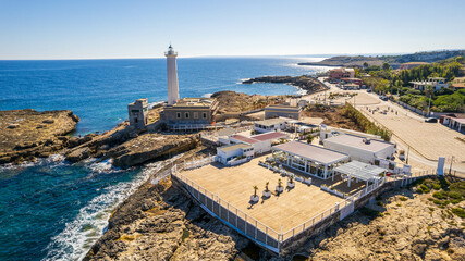 Aerial View of Augusta Lighthouse, Syracuse, Sicily, Italy, Europe - obrazy, fototapety, plakaty