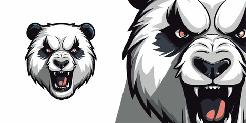 Wild Panda Head Logo Mascot: Powerful Vector Graphic for Dominant Sport and E-Sport Teams