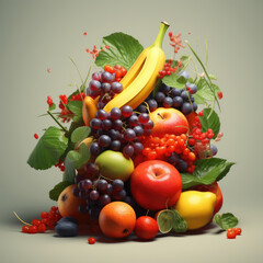 Obraz na płótnie Canvas Fruit mix concept - Assortment of fresh fruit