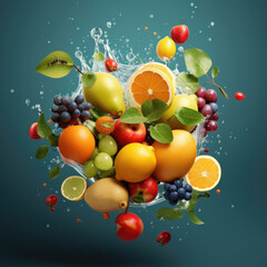 Fototapeta na wymiar Fruit mix concept - Assortment of fresh fruit