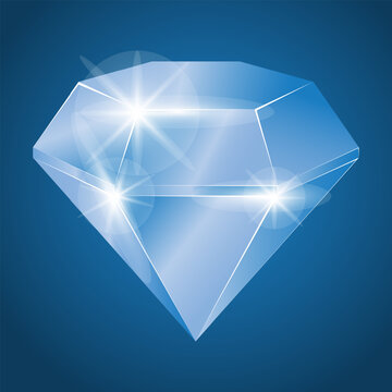 Realistick 3d diamond icon outline shape. Gem jewel logo symbol sign. Vector illustration image. Isolated on white background