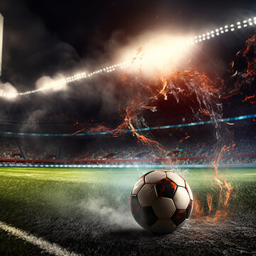 Football stadium and fireball..