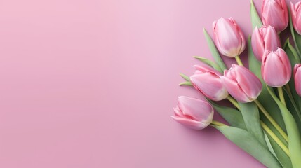 pink tulips with text space
