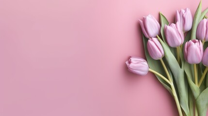 pink tulips with text space