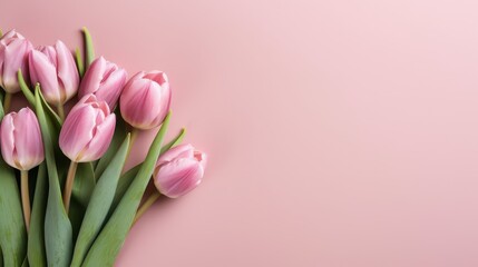 pink tulips with text space