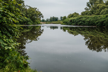 droga, drzewa, las, natura, pola, łąki, niebo, pogoda, krajobraz, drzew, gras, countryside, zieleń, podróż, woda, rzeka, staw © Agnieszka