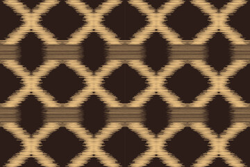 Ethnic Ikat fabric pattern geometric style.African Ikat embroidery brown Ethnic oriental pattern brown background. Abstract,vector,illustration.Texture,wallpaper,frame,decoration,carpet,motif.