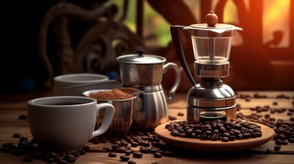 Fototapeta na wymiar coffee grinder and coffee beans