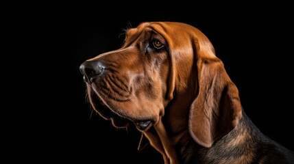 bloodhound dog, on black background - obrazy, fototapety, plakaty